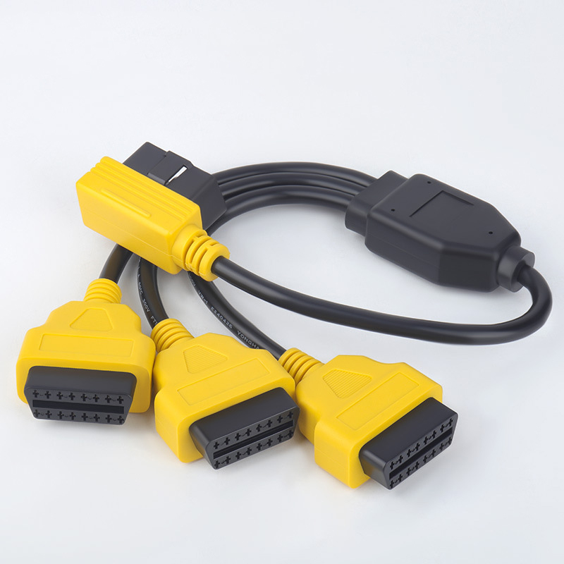 0.5M OBD2 1/2 adapter cable car OBD 1/4 extension cable OBDII 16 core 1/3 splitter Y CABLE