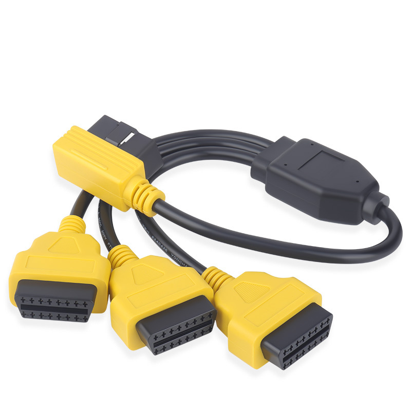 0.5M OBD2 1/2 adapter cable car OBD 1/4 extension cable OBDII 16 core 1/3 splitter Y CABLE