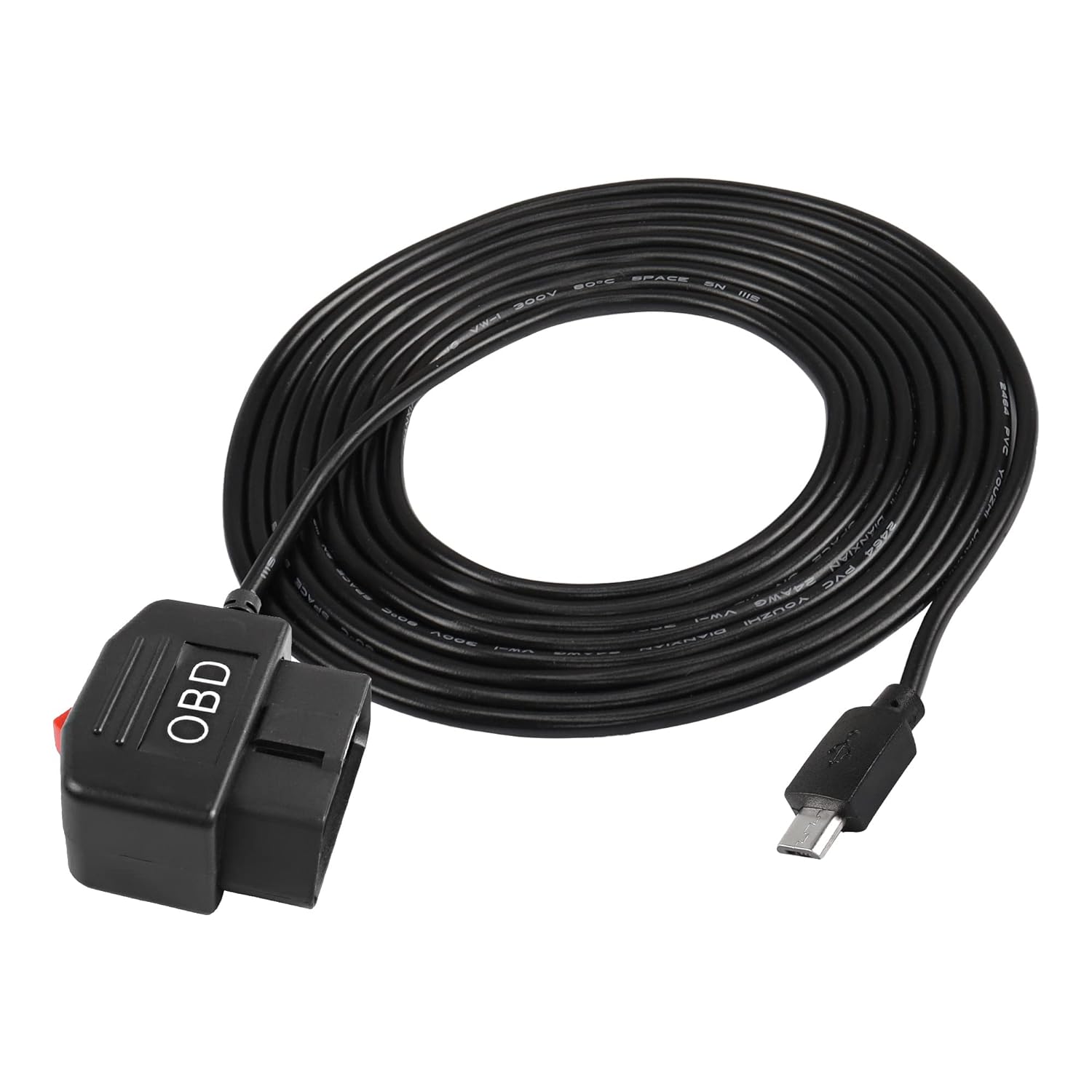 OBD/OBD2 to Micro USB Power Cable for Dash Camera