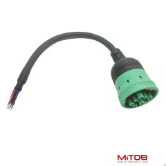 Type 2 Green 9pin J1939 to Open Loose Male Cable 1ft/30cm