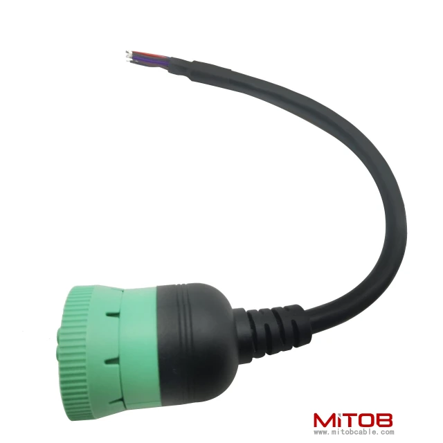 Type 2 Green 9pin J1939 to Open Loose Male Cable 1ft/30cm