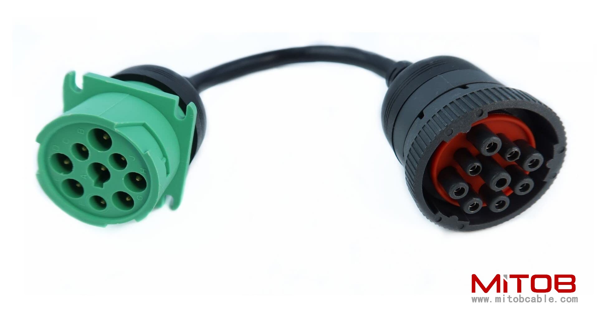 Gray 9Pin Type1 J1939 Port to New Green 9pin Type2 J1939 Port Cable Turn 9p Type1 to 9p Type2