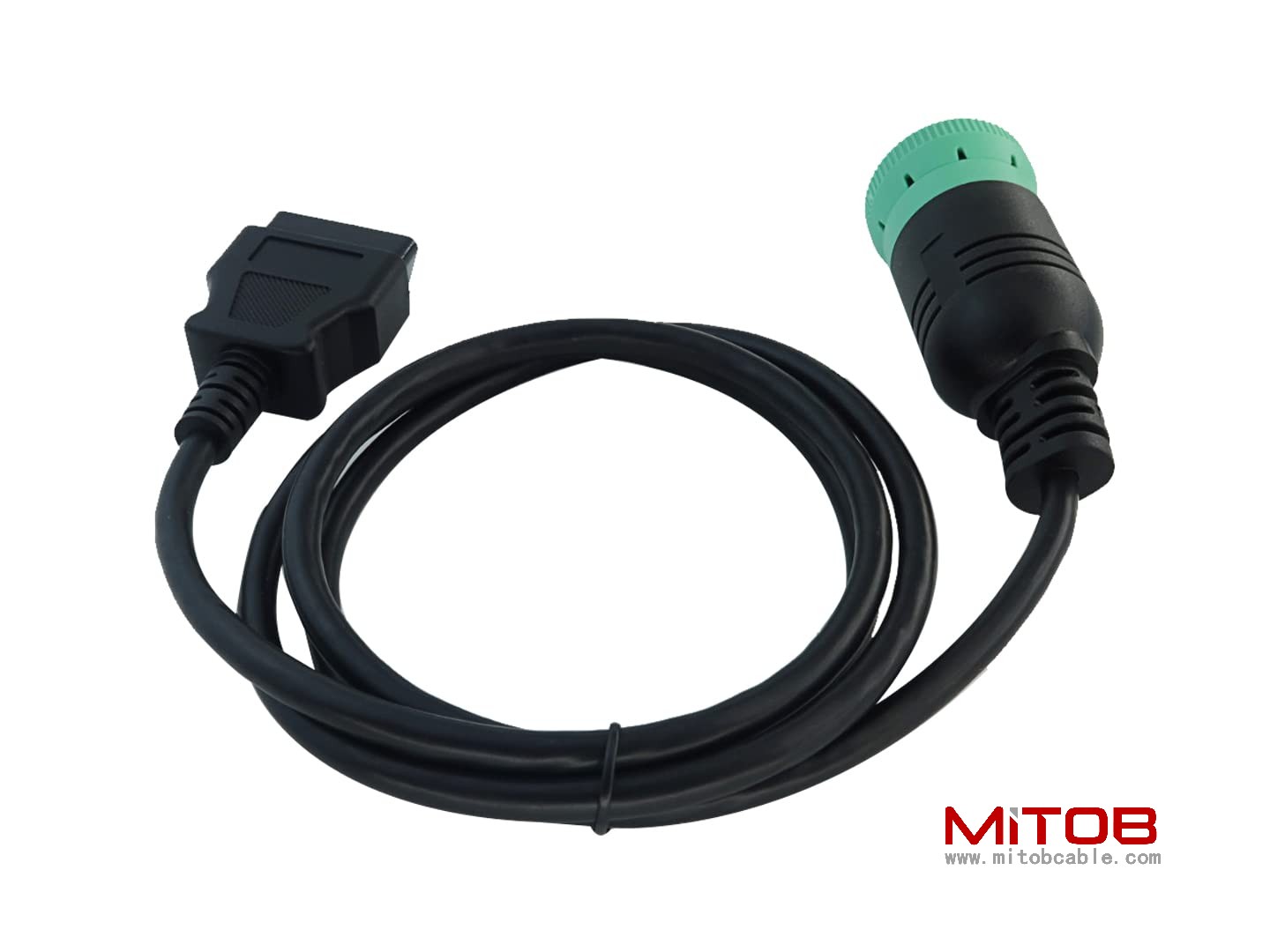 Long Cable Type 2 Green 9 Pin J1939 to OBD2 Female Port Cable 3ft/1m