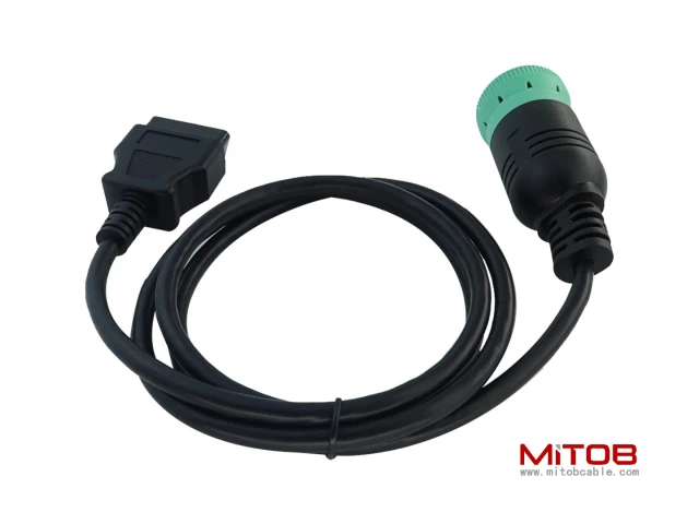 Long Cable Type 2 Green 9 Pin J1939 to OBD2 Female Port Cable 3ft/1m