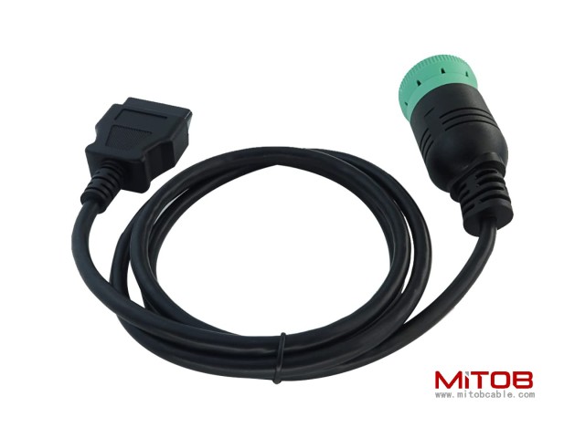 Long Cable Type 2 Green 9 Pin J1939 to OBD2 Female Port Cable 3ft/1m
