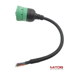 Type 2 Green 9pin J1939 to Open Loose Male Cable 1ft/30cm