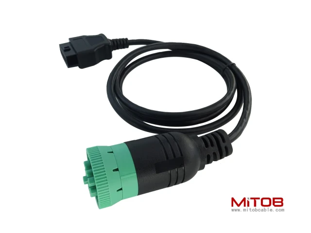 Long Cable Type 2 Green 9 Pin J1939 to OBD2 Female Port Cable 3ft/1m
