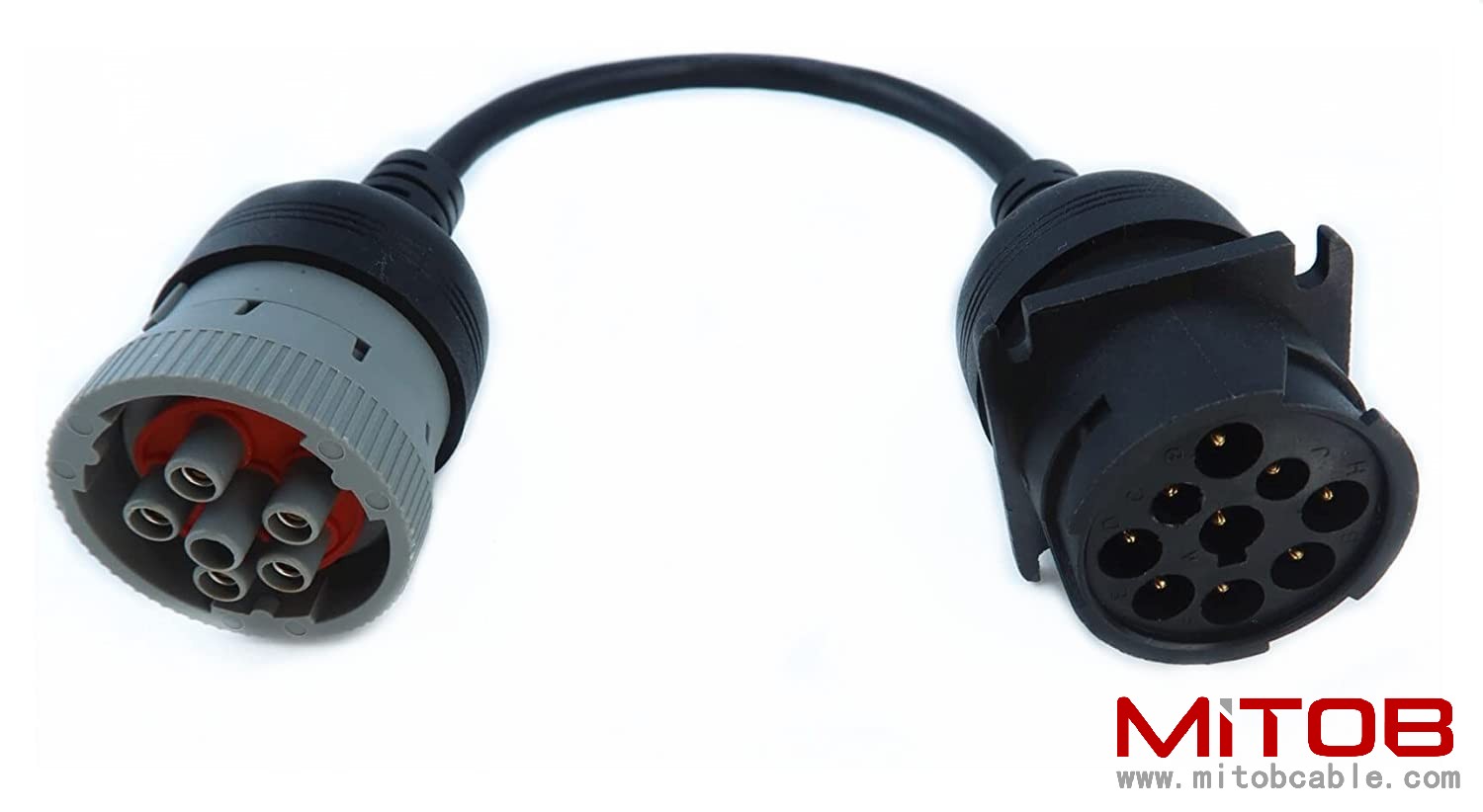 6P J1708 to Gray 9P Type 1 J1939 Cable Converting Cable 6pin to 9pin for Both J1939 Type 1 and Type 2 connectors