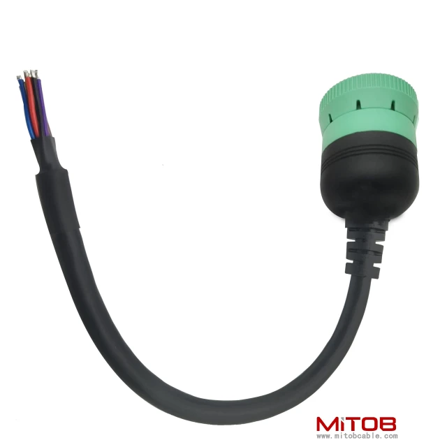 Type 2 Green 9pin J1939 to Open Loose Male Cable 1ft/30cm