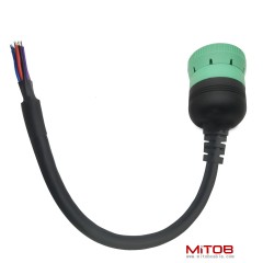Type 2 Green 9pin J1939 to Open Loose Male Cable 1ft/30cm