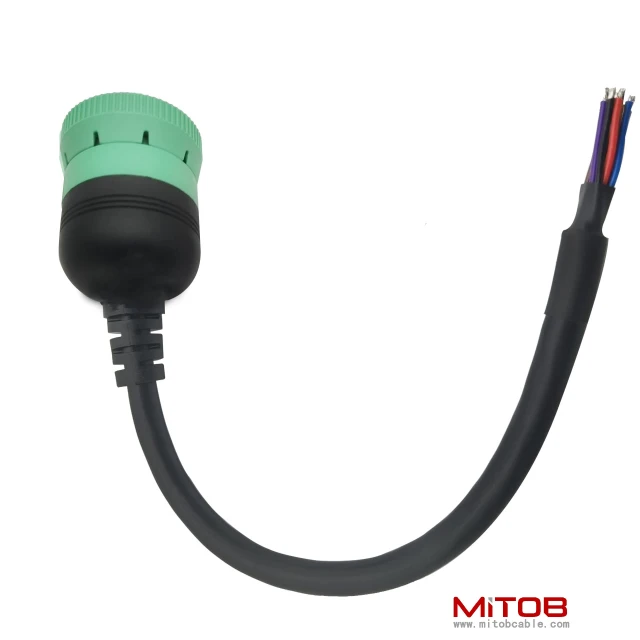 Type 2 Green 9pin J1939 to Open Loose Male Cable 1ft/30cm