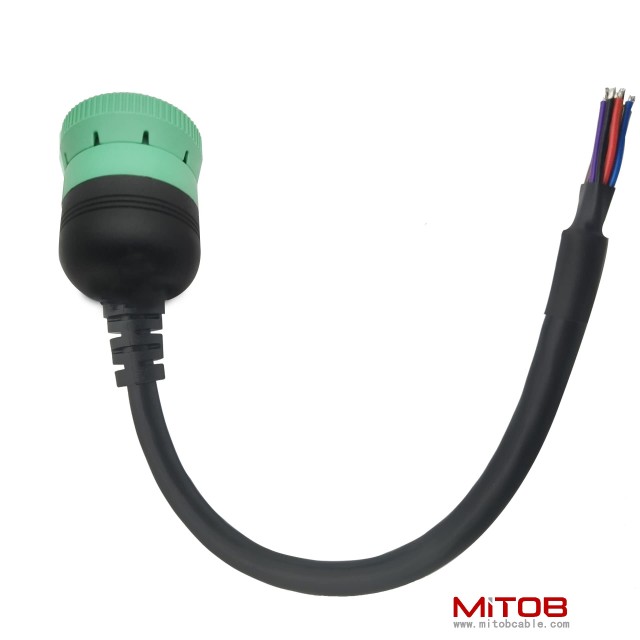 Type 2 Green 9pin J1939 to Open Loose Male Cable 1ft/30cm
