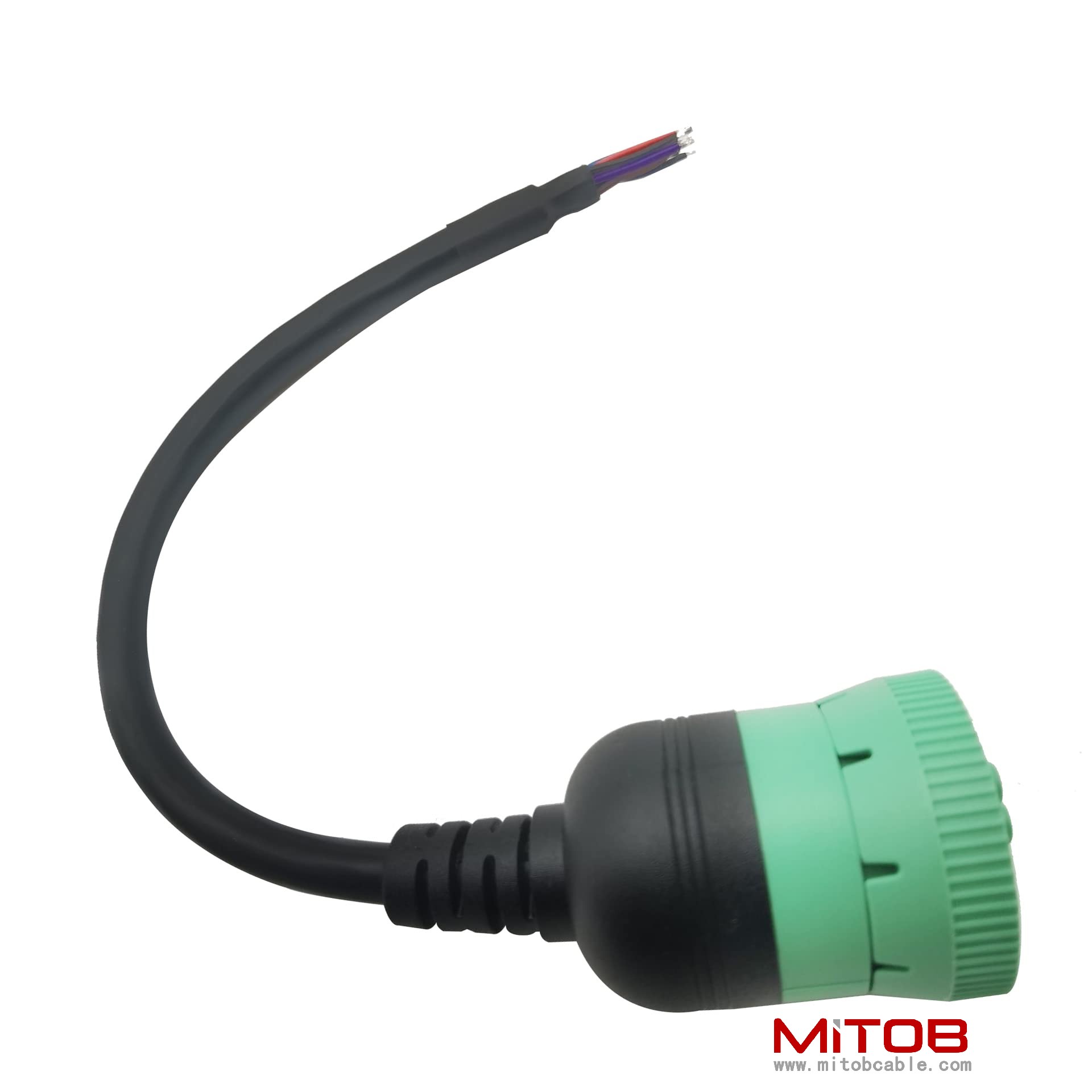 Type 2 Green 9pin J1939 to Open Loose Male Cable 1ft/30cm