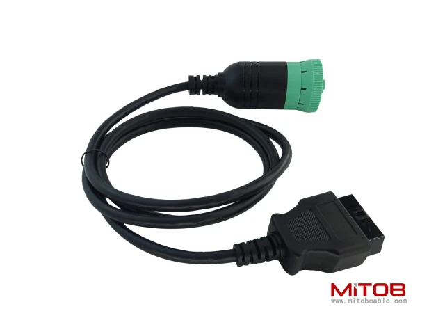Long Cable Type 2 Green 9 Pin J1939 to OBD2 Female Port Cable 3ft/1m