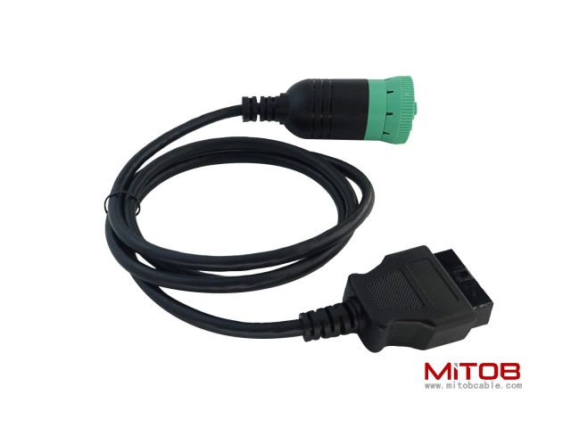 Long Cable Type 2 Green 9 Pin J1939 to OBD2 Female Port Cable 3ft/1m