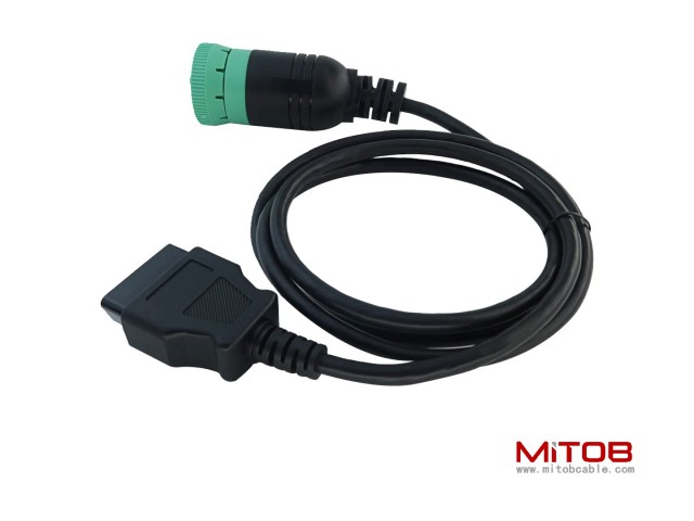 Long Cable Type 2 Green 9 Pin J1939 to OBD2 Female Port Cable 3ft/1m