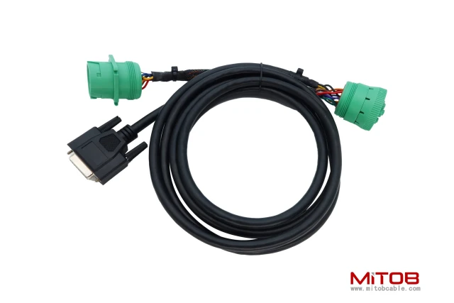 DB15 to Green Type 2 J1939 Male and Female Splitter Y Cable for Truck Freightliner ELD Device