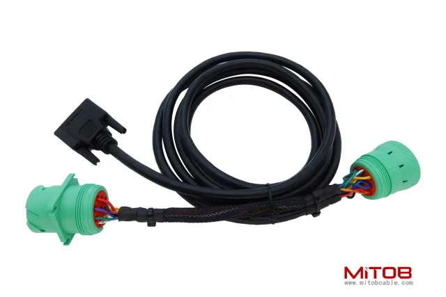 DB15 to Green Type 2 J1939 Male and Female Splitter Y Cable for Truck Freightliner ELD Device