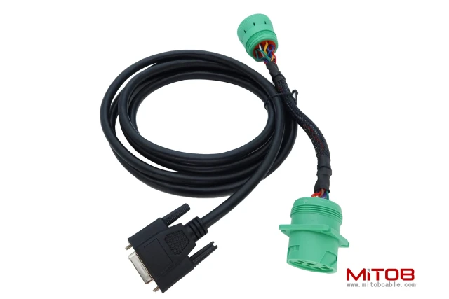 DB15 to Green Type 2 J1939 Male and Female Splitter Y Cable for Truck Freightliner ELD Device