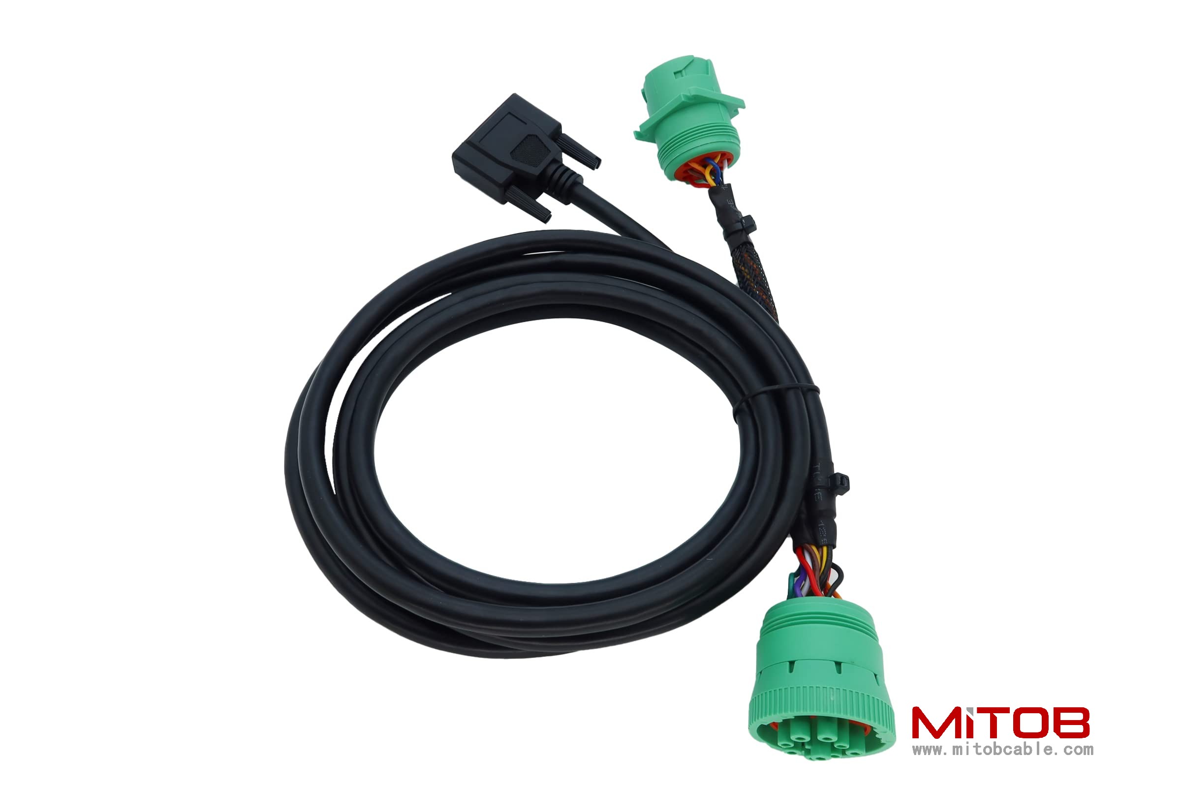 DB15 to Green Type 2 J1939 Male and Female Splitter Y Cable for Truck Freightliner ELD Device