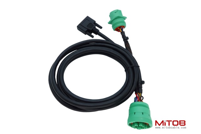 DB15 to Green Type 2 J1939 Male and Female Splitter Y Cable for Truck Freightliner ELD Device