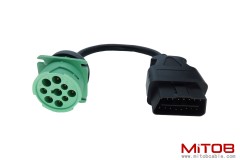 OBD2 Male to 9pin J1939 Female Adapter Cable OBDII to Green J1939