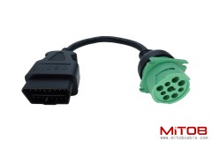 OBD2 Male to 9pin J1939 Female Adapter Cable OBDII to Green J1939
