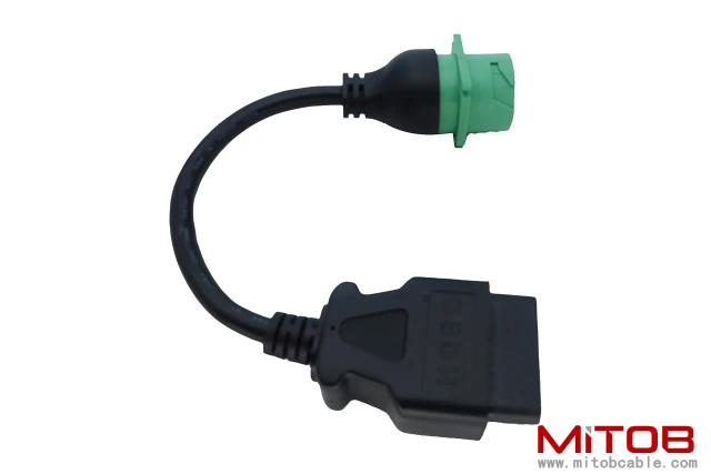 OBD2 Male to 9pin J1939 Female Adapter Cable OBDII to Green J1939