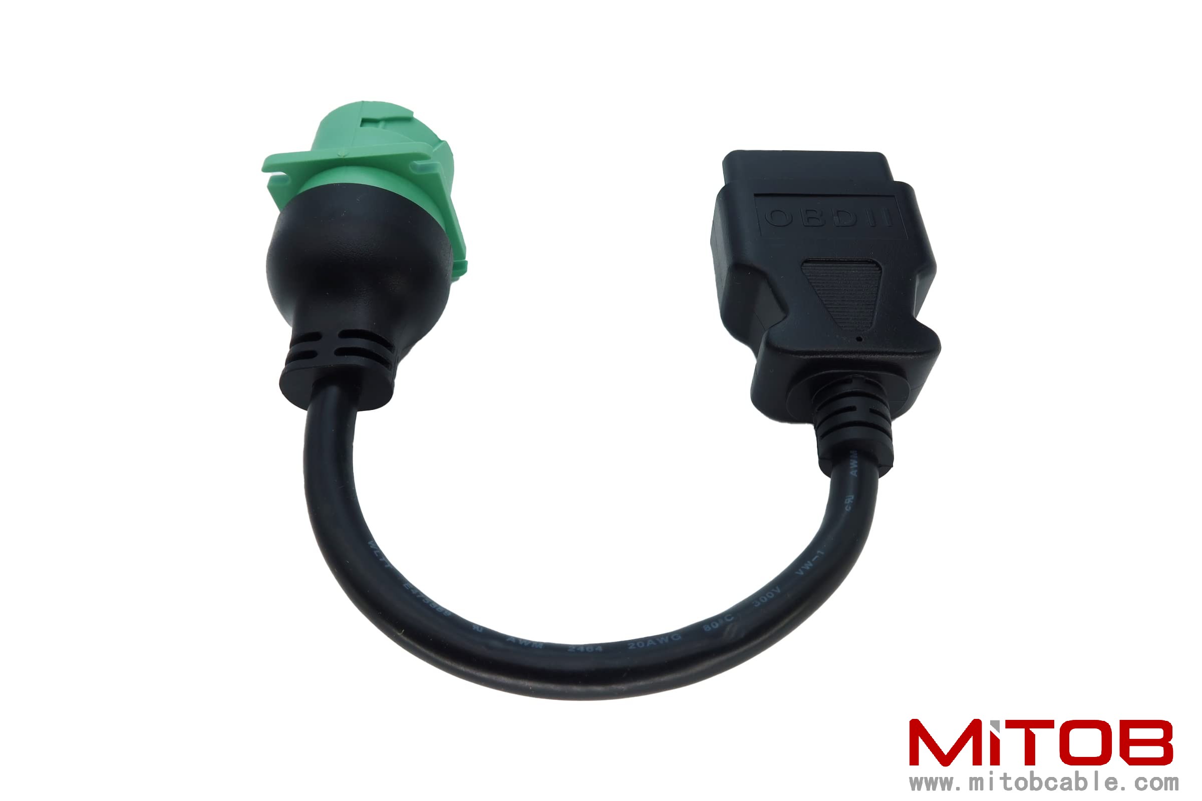 OBD2 Male to 9pin J1939 Female Adapter Cable OBDII to Green J1939