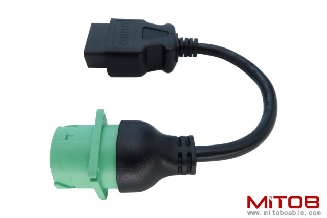 OBD2 Male to 9pin J1939 Female Adapter Cable OBDII to Green J1939