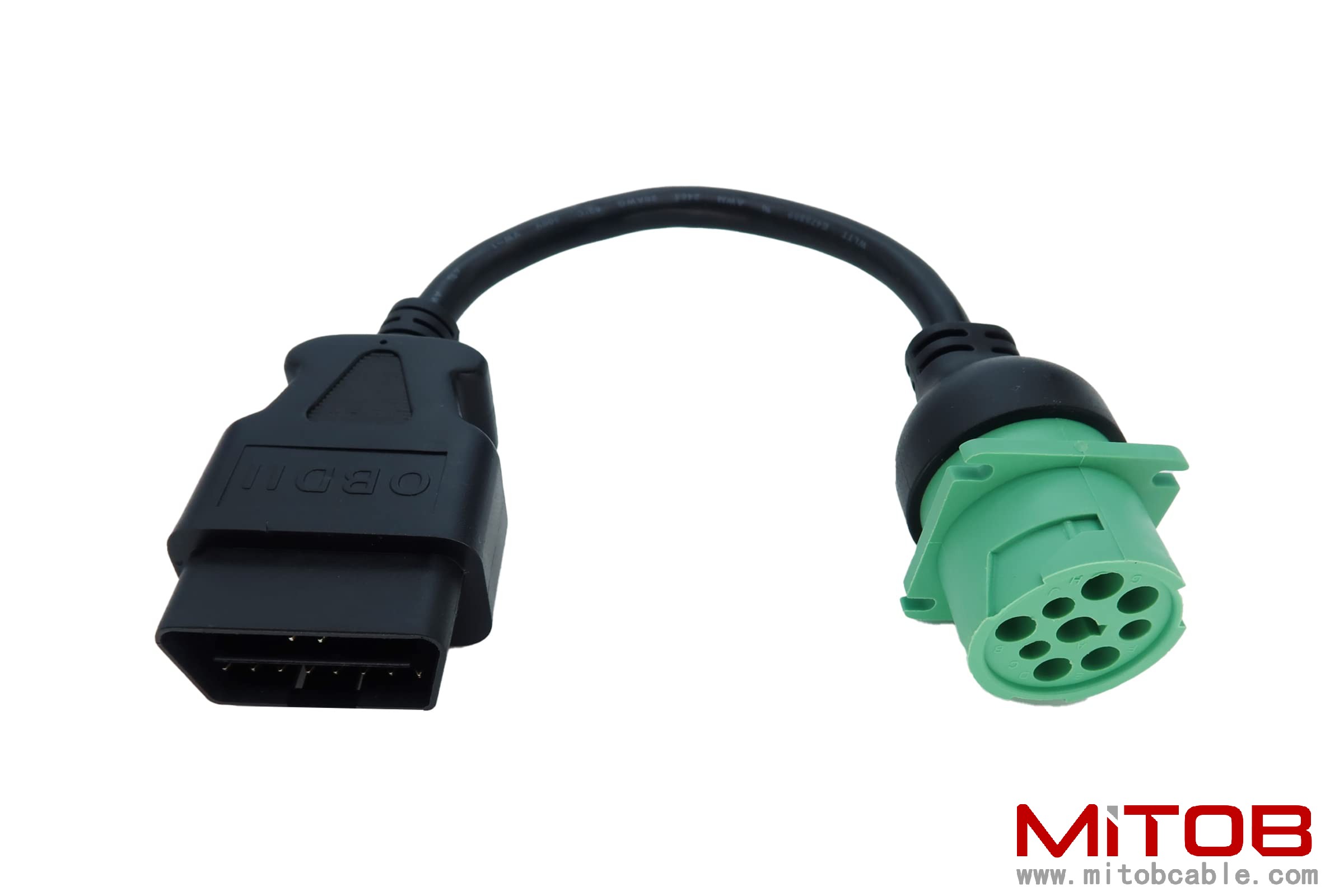 OBD2 Male to 9pin J1939 Female Adapter Cable OBDII to Green J1939