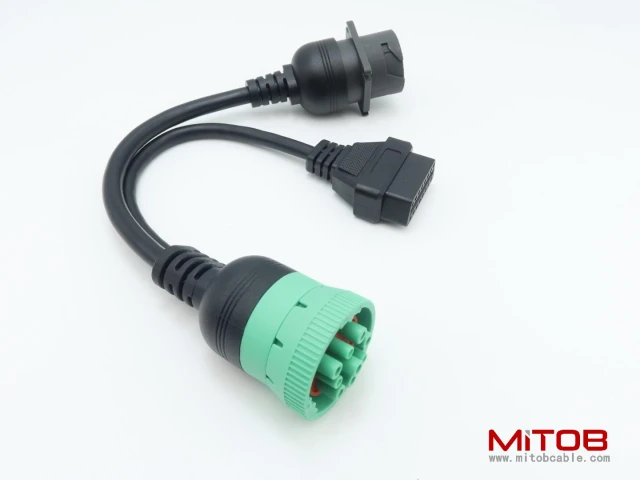 J1939 Male to J1939 Female and OBD2 Female Cable Working for Both J1939 Type1 and Type 2 for Freightliner ELD Fleet Management