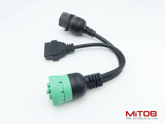J1939 Male to J1939 Female and OBD2 Female Cable Working for Both J1939 Type1 and Type 2 for Freightliner ELD Fleet Management