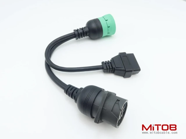J1939 Male to J1939 Female and OBD2 Female Cable Working for Both J1939 Type1 and Type 2 for Freightliner ELD Fleet Management