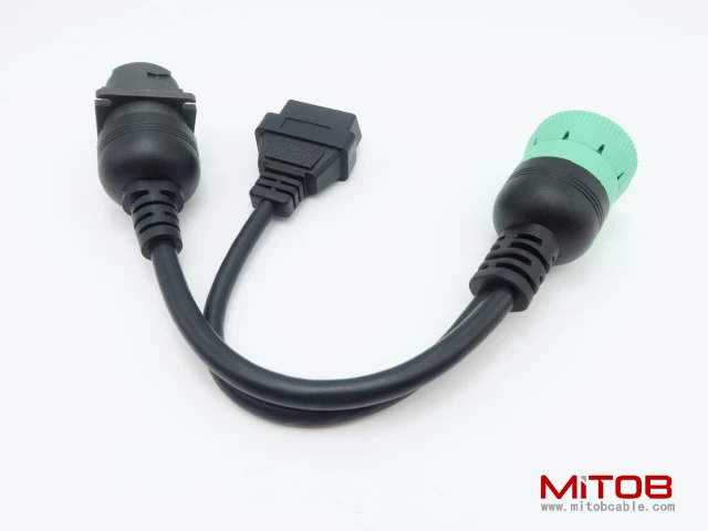 J1939 Male to J1939 Female and OBD2 Female Cable Working for Both J1939 Type1 and Type 2 for Freightliner ELD Fleet Management