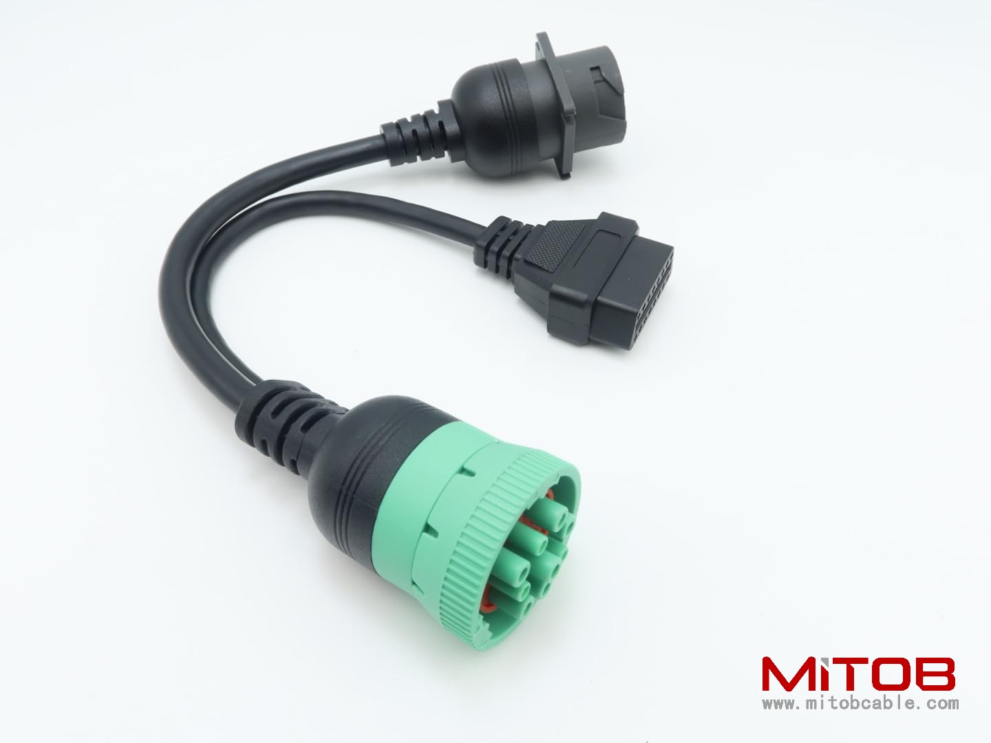 2pcs J1939 Male to J1939 Female and OBD2 Female Cable Working for Both J1939 Type1 and Type 2