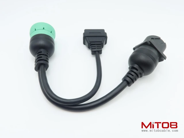 2pcs J1939 Male to J1939 Female and OBD2 Female Cable Working for Both J1939 Type1 and Type 2