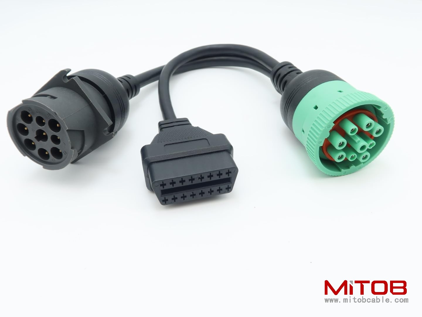 2pcs J1939 Male to J1939 Female and OBD2 Female Cable Working for Both J1939 Type1 and Type 2