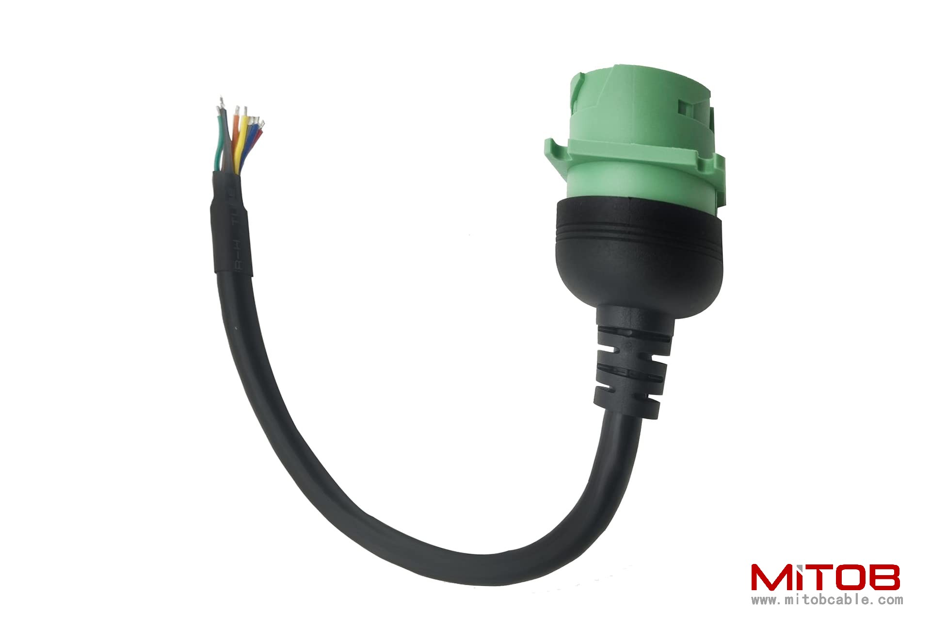 Type 2 Green 9pin J1939 Female to Open end Cable 1ft/30cm