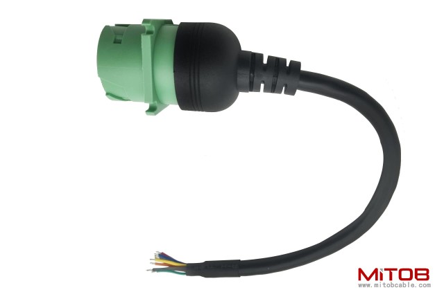 Type 2 Green 9pin J1939 Female to Open end Cable 1ft/30cm