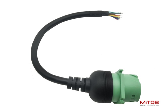 Type 2 Green 9pin J1939 Female to Open end Cable 1ft/30cm