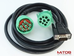 Green Type 2 J1939 Male and Female 9pin to DB15 Male Splitter Y Cable
