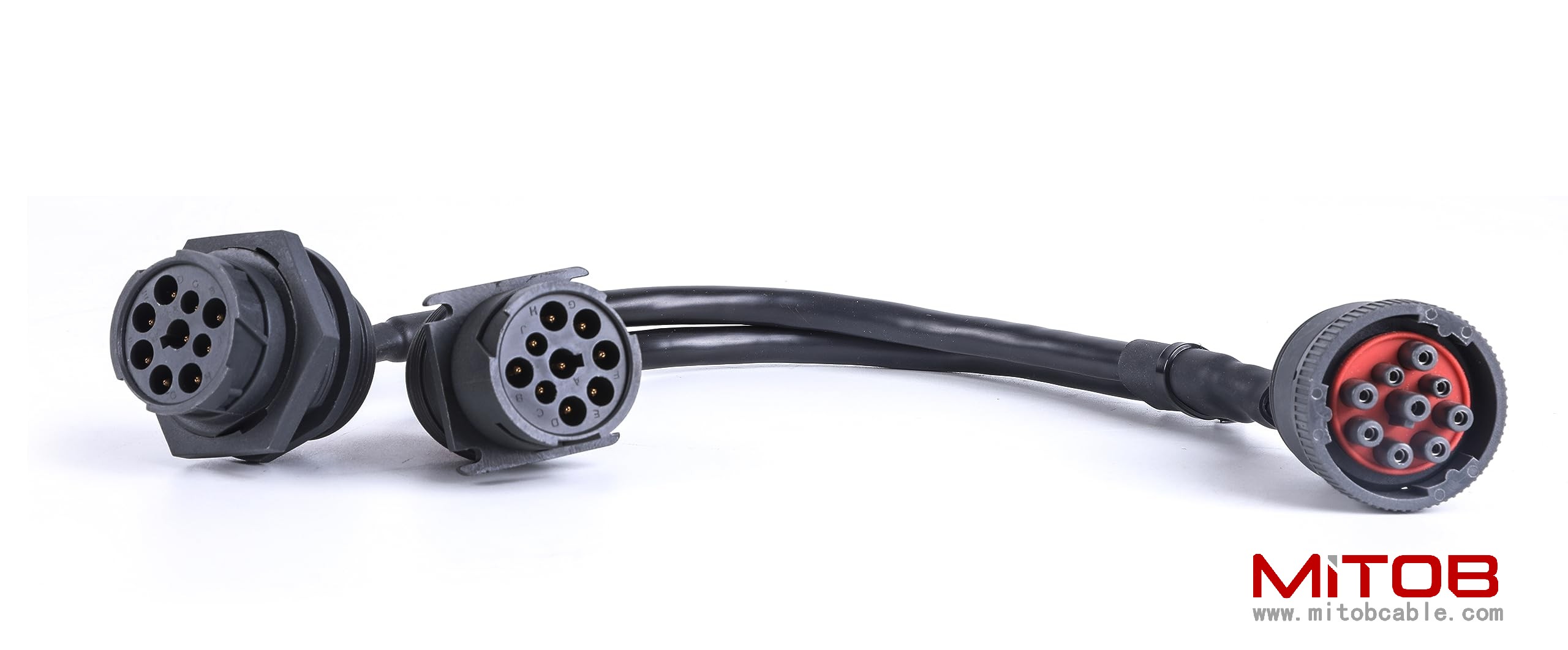 SAE Type 1 J1939 Male to 2 Female 9Pin Port Splitter Y Cable for Freightliner Truck
