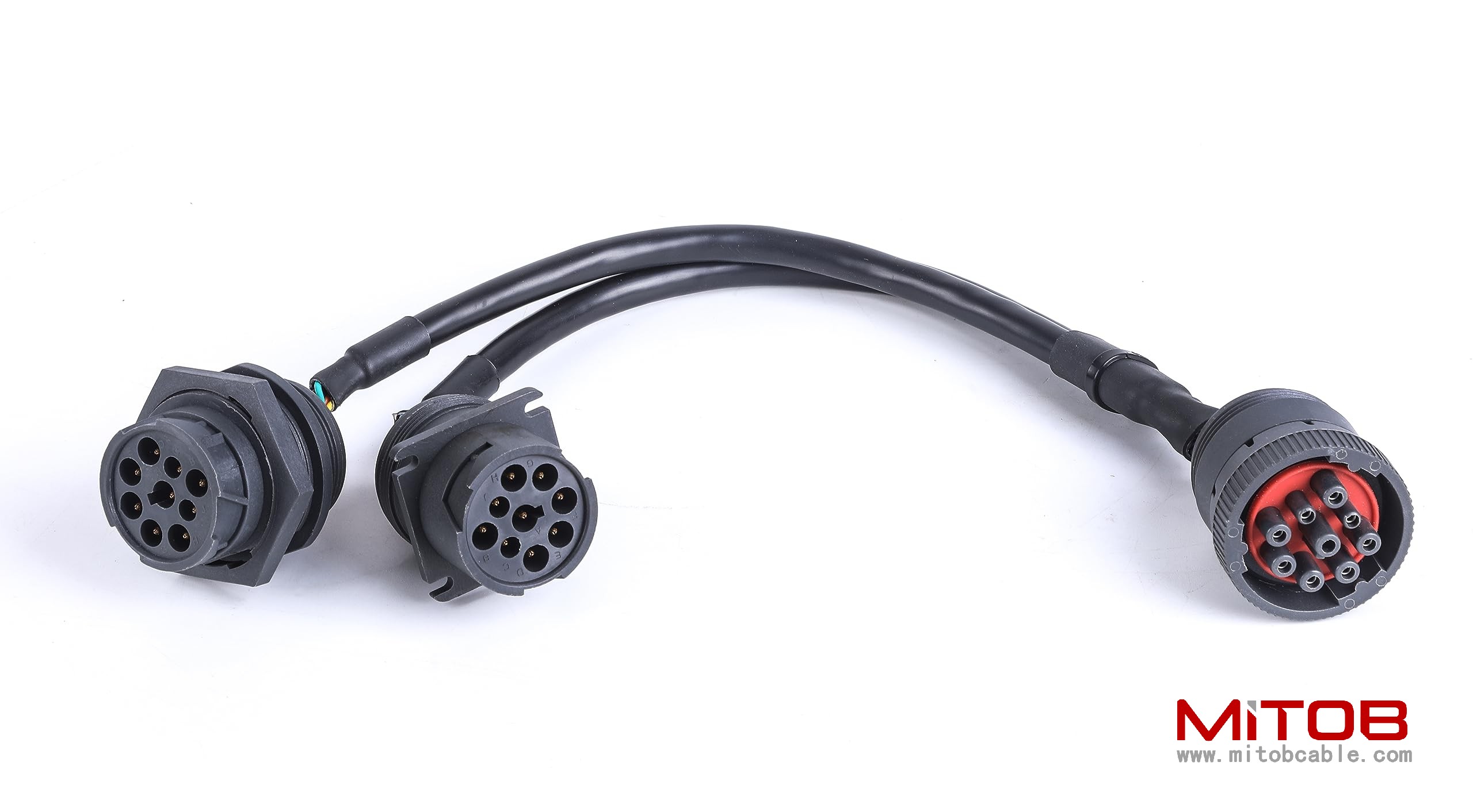 SAE Type 1 J1939 Male to 2 Female 9Pin Port Splitter Y Cable for Freightliner Truck