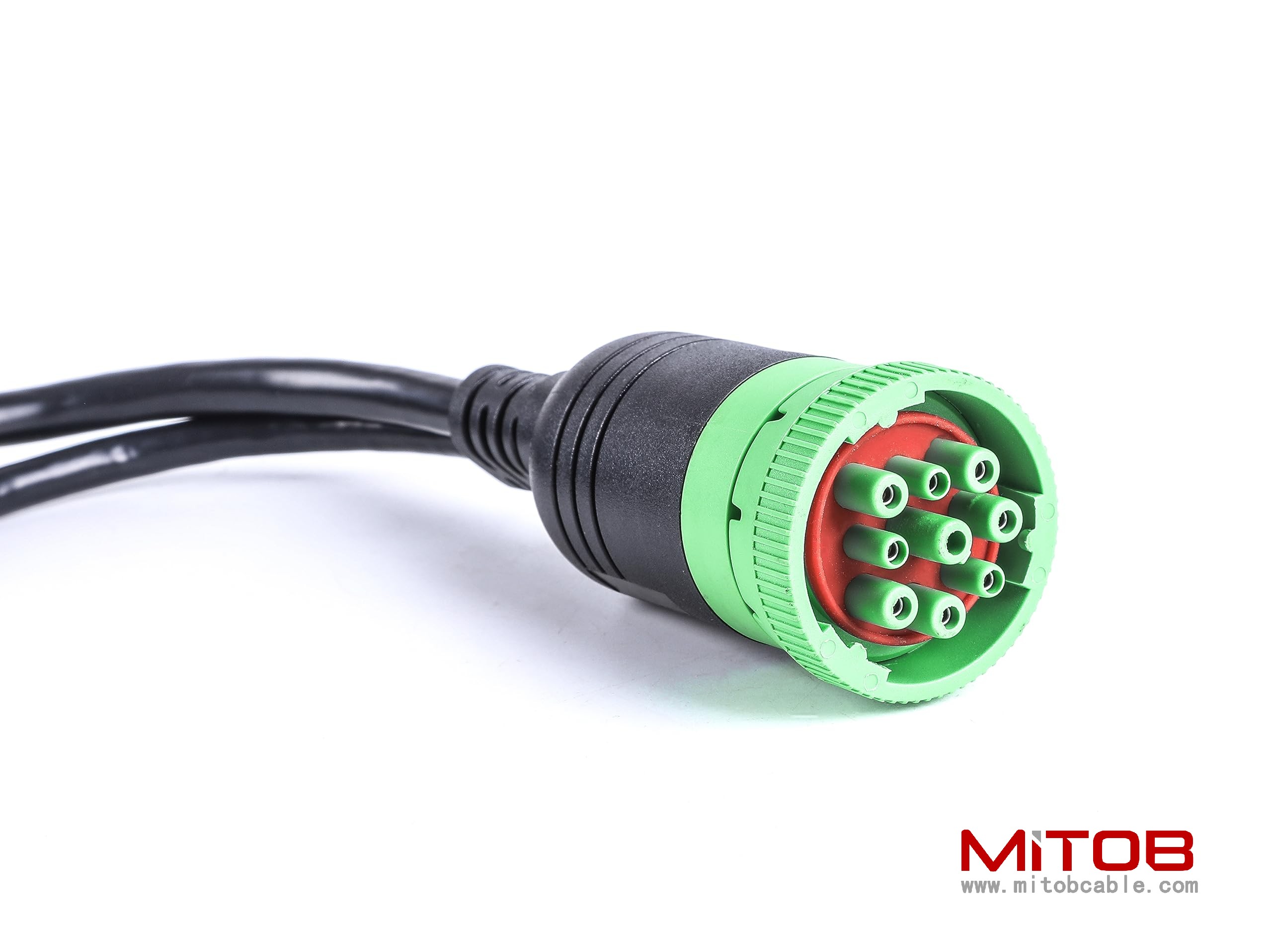 Threaded SAE J1939 Type 2 Male to Female to OBD2 Female Port Splitter Cable