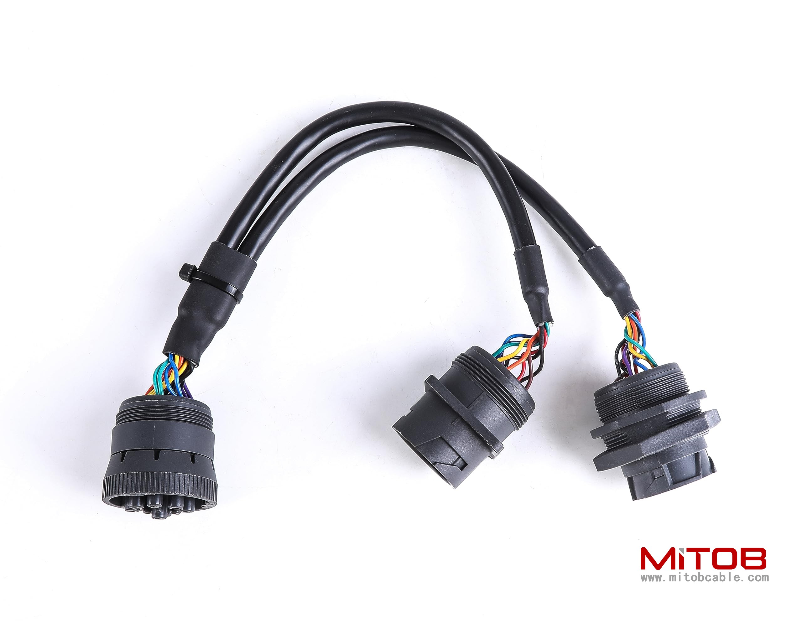 SAE Type 1 J1939 Male to 2 Female 9Pin Port Splitter Y Cable for Freightliner Truck