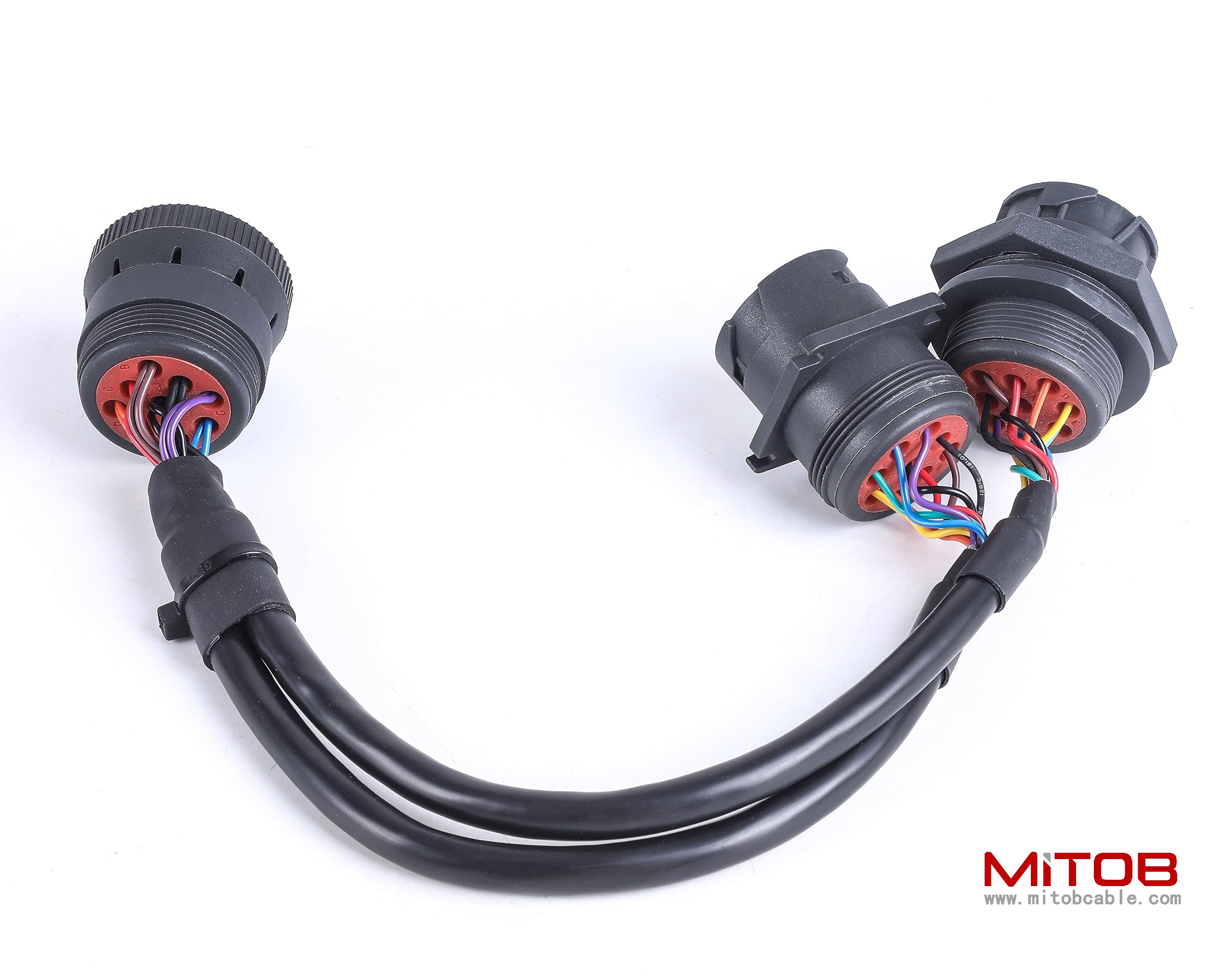 SAE Type 1 J1939 Male to 2 Female 9Pin Port Splitter Y Cable for Freightliner Truck
