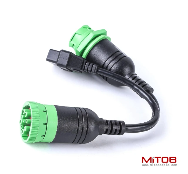 Threaded SAE J1939 Type 2 Male to Female to OBD2 Female Port Splitter Cable