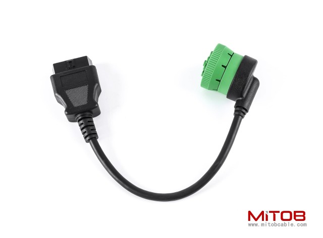 Right Angle 9pin J1939 Male to 16pin OBD2 OBDii Female Port Adapter Cable for Diagnostic Tool & ELD Tracker (J1939 to OBD2 Port)