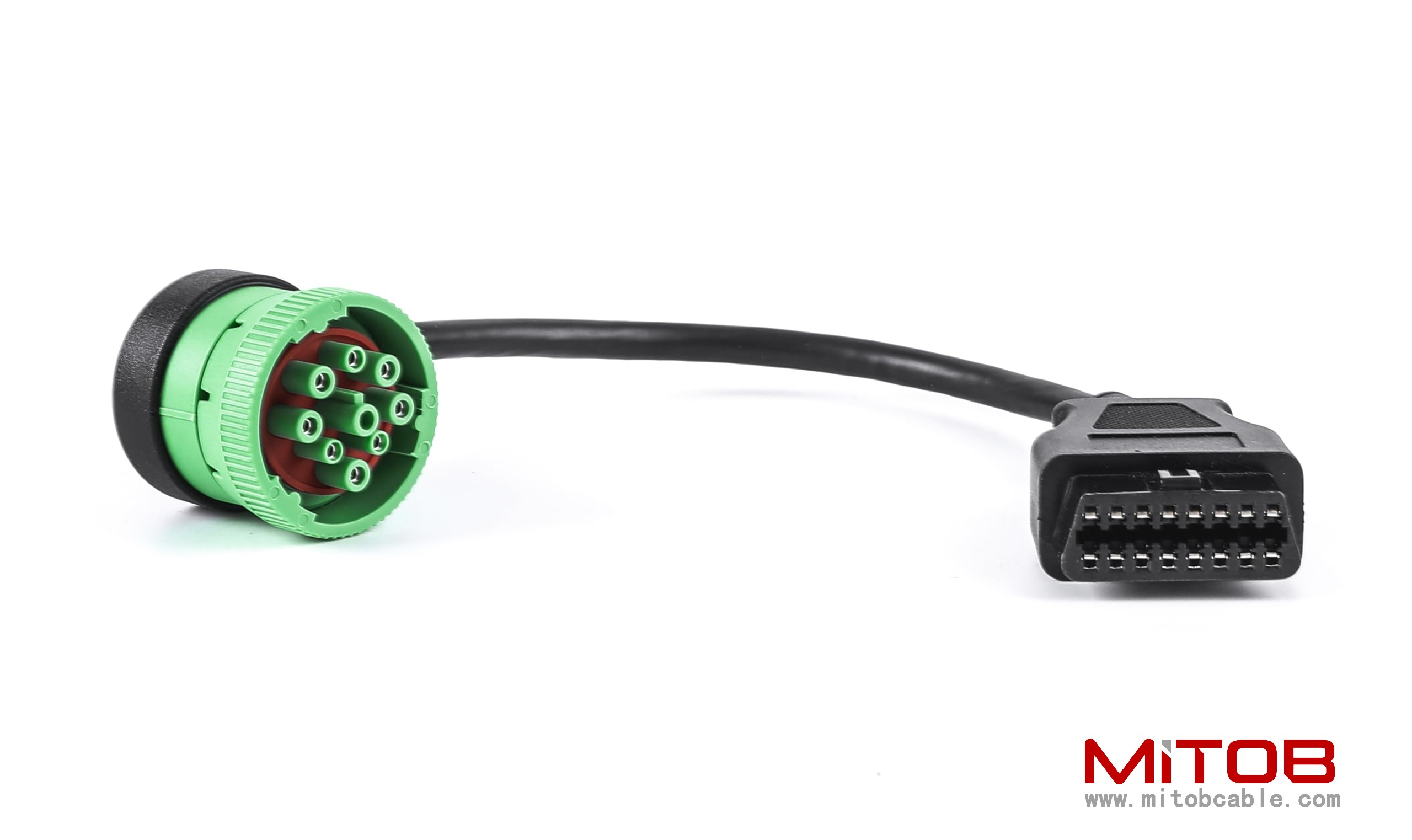 Right Angle 9pin J1939 Male to 16pin OBD2 OBDii Female Port Adapter Cable for Diagnostic Tool & ELD Tracker (J1939 to OBD2 Port)